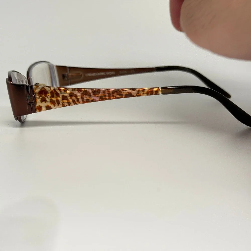 Carmen Marc Valvo Delilah Eyeglasses Cocoa Brown Animal Print 50-15-130mm Frames